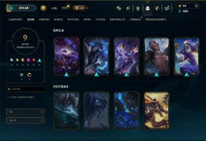 Unranked com 30 Champs e 9 Skins - League of Legends LOL