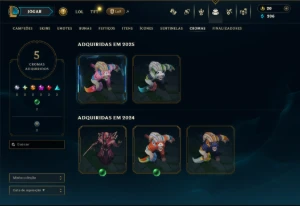 Unranked com 30 Champs e 9 Skins - League of Legends LOL