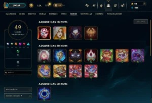 Unranked com 30 Champs e 9 Skins - League of Legends LOL