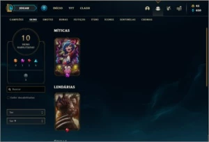 Conta unranked (ex bronze) com 10 skins e 29 champs - League of Legends LOL