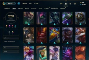 Conta diamante 1 com todos os champs e 228 skins (MAIN SUP) - League of Legends LOL