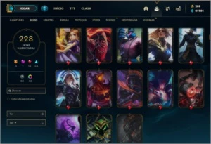 Conta diamante 1 com todos os champs e 228 skins (MAIN SUP) - League of Legends LOL