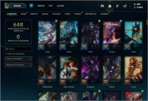 Conta diamante 1 com todos os champs e 228 skins (MAIN SUP) - League of Legends LOL