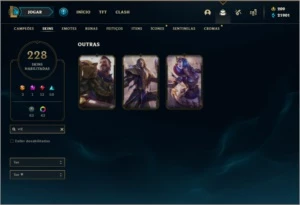 Conta diamante 1 com todos os champs e 228 skins (MAIN SUP) - League of Legends LOL