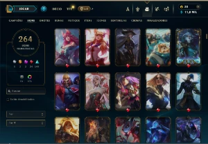 Bronze 3 com TODOS os champs e 264 Skins ( MID / JG / ADC ) - League of Legends LOL