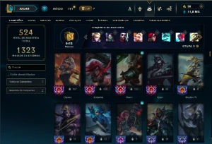 Bronze 3 com TODOS os champs e 264 Skins ( MID / JG / ADC ) - League of Legends LOL