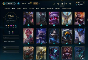 Bronze 3 com TODOS os champs e 264 Skins ( MID / JG / ADC ) - League of Legends LOL