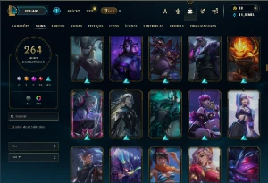 Bronze 3 com TODOS os champs e 264 Skins ( MID / JG / ADC ) - League of Legends LOL