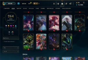 Bronze 3 com TODOS os champs e 264 Skins ( MID / JG / ADC ) - League of Legends LOL