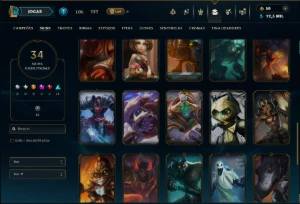 Bronze 1 com 90 Champs e 34 Skins ( Mais de 100 Jogos ) - League of Legends LOL