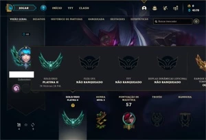 Conta Platina 2 com 36 Champs e 12 Skins - League of Legends LOL