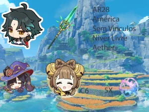AR28 - Xiao + Jade + Mona + YaoYao C6 + 5 tiros - Genshin Impact