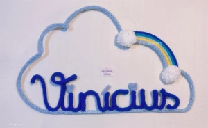 Porta Maternidade Nuvem Personalizada em Tricotin - Artesanato e Personalizados