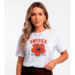 Camiseta Feminina Estampa Digital Variadas Malha Poliéster - Artesanato e Personalizados
