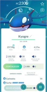 Kyogre Pokémon Go - (Leia a Descrição) Lendário PC 2100+ - Pokemon GO