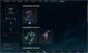 CONTA LOL - 315 SKINS - D4 - 3 PRESTÍGIOS - League of Legends