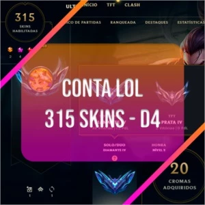 CONTA LOL - 315 SKINS - D4 - 3 PRESTÍGIOS - League of Legends