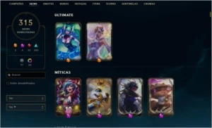 CONTA LOL - 315 SKINS - D4 - 3 PRESTÍGIOS - League of Legends