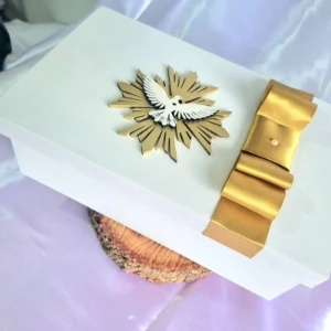 Caixa Convite com Xícaras e Toalhinhas - Artesanato e Personalizados