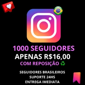 ✨ 1K Seguidores Brasileiros Reais No Instagram R$16 🔥 - Redes Sociais