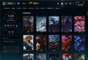 Platina 4 com 140 Champs e 143 Skins ( ADC / MID / TOP ) - League of Legends LOL