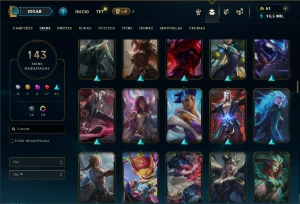 Platina 4 com 140 Champs e 143 Skins ( ADC / MID / TOP ) - League of Legends LOL