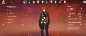 V>Xiao/Diluc/Keqing/Jean + 3 armas 5*,Lobo, Jade e Celestial - Genshin Impact