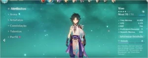 V>Xiao/Diluc/Keqing/Jean + 3 armas 5*,Lobo, Jade e Celestial - Genshin Impact