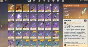 V>Xiao/Diluc/Keqing/Jean + 3 armas 5*,Lobo, Jade e Celestial - Genshin Impact