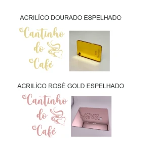Cantinho do Café em Acrílico Espelhado 30 x 30 cm - Artesanato e Personalizados