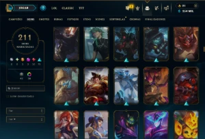 Prata 3 com TODOS os Champs e 211 Skins (Mais de 500 Jogos) - League of Legends LOL