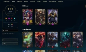 Conta de lol de 2013 + 176 skins e conta Valorant + 3 FACAS - League of Legends