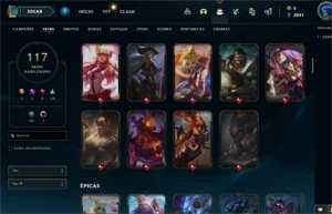 Conta lvl 406,todos os champs,+117 skins,ultimate sona udyr - League of Legends LOL