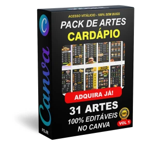 Pack Canva Cardápio Digital p/ celular - 31 Artes Editáveis - Serviços Digitais