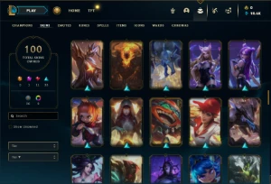 Unranked com 100 Champs e 100 Skins ( MAIN SUP / JG ) - League of Legends LOL