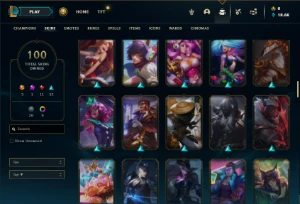 Unranked com 100 Champs e 100 Skins ( MAIN SUP / JG ) - League of Legends LOL