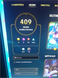 Diamante 4 com 409 skins - League of Legends LOL