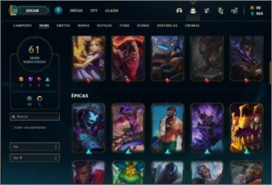 Conta ouro 4 com 104 champs e 59 skins + 3k de RP - League of Legends LOL