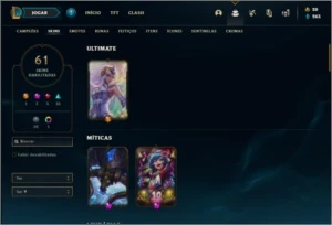 Conta ouro 4 com 104 champs e 59 skins + 3k de RP - League of Legends LOL
