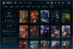 Conta ouro 4 com 104 champs e 59 skins + 3k de RP - League of Legends LOL