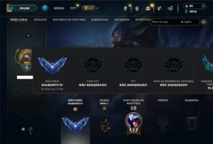 Diamante 4 com 32 Champs e 6 Skins - League of Legends LOL