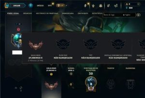 Bronze 2 com 33 Champs e 5 Skins +2 Fragmentos - League of Legends LOL