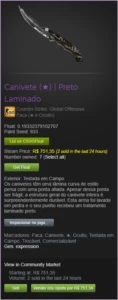 Faca CSGO - Canivete (Flip Knife) Preto Laminado FT - Counter Strike