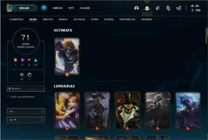 Conta prata 3 com 93 Champs e 71 Skins - League of Legends LOL