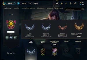 Conta prata 3 com 93 Champs e 71 Skins - League of Legends LOL