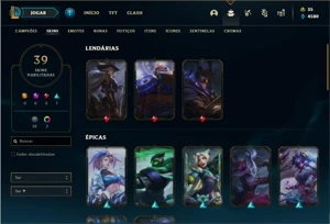 Conta ouro 3 com 76 Champs e 39 Skins + 2 Cromas - League of Legends LOL