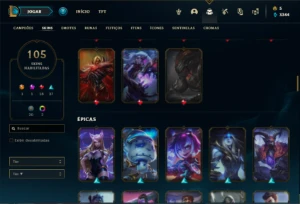 Conta Platina 4 com 110 Champs e 105 Skins + 1 Prestigio - League of Legends LOL