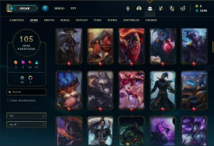 Conta Platina 4 com 110 Champs e 105 Skins + 1 Prestigio - League of Legends LOL