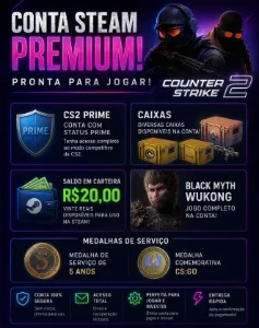 🔥 Conta Steam Premium | Cs2 Prime + Black Myth: Wukong