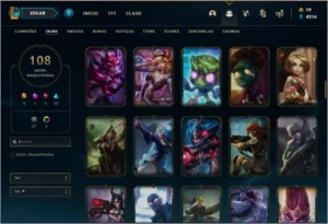 Conta bronze 1 com 108 skins e 134 champs (da season 3) - League of Legends LOL